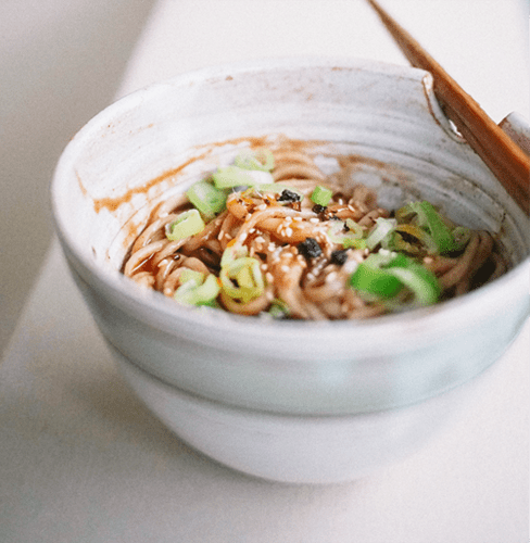 Noodles in a bowl